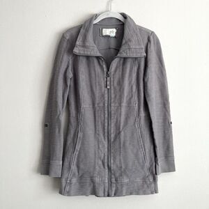 Saturday Sunday Anthropologie Gray Jacket Womens XS Textured Full Zip Tie Waist